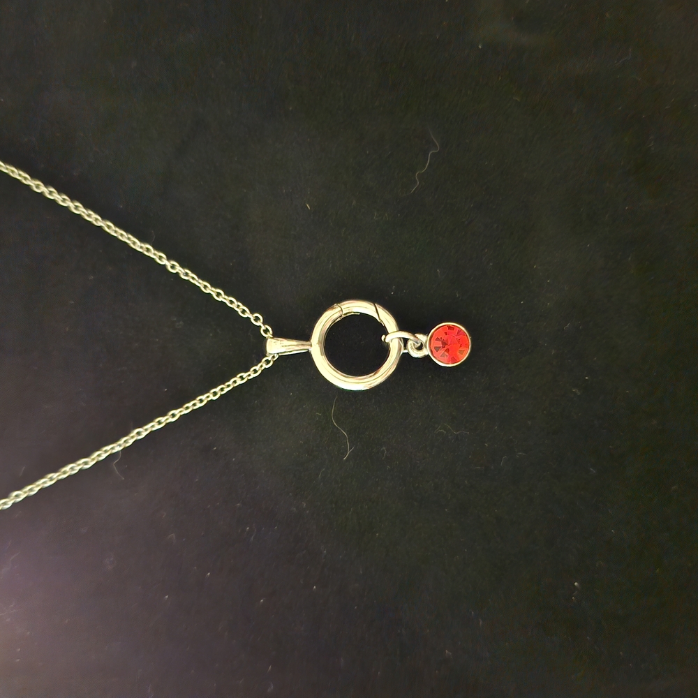 🤑 2 For 1 🤑 Silver Necklace with Red Gem Pendant NEW
